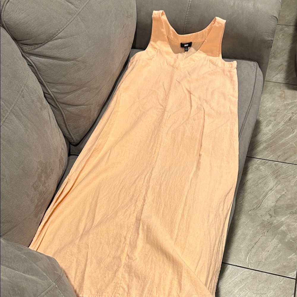 DKNY Light Orange Sleeveless Maxi Dress